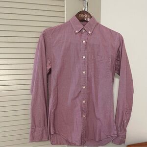 Button-Up Gingham Pattern J.Crew Shirt, XS, Red